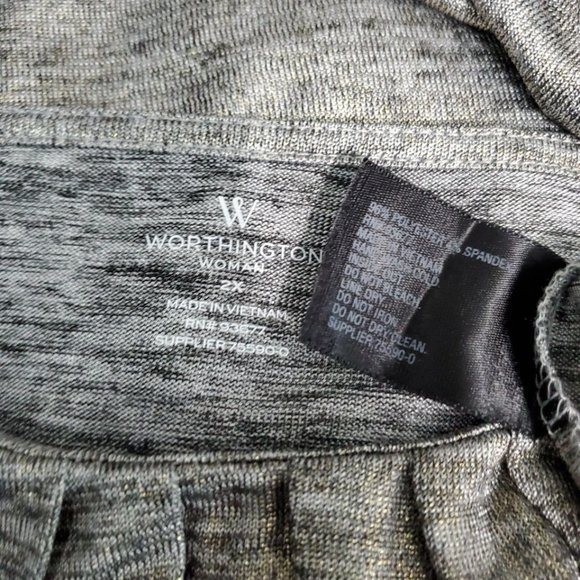 Worthington Top Plus Size 2X Gold Shimmer Metallic Stretch Casual Pullover Gray - Picture 5 of 5